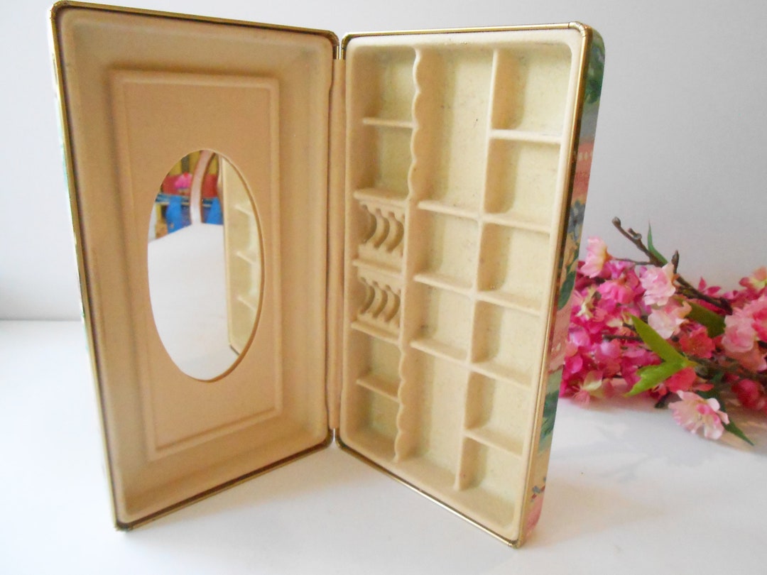 Ladies Floral Jewelry Case, Vintage Jewelry Holder, Travel Jewelry Box