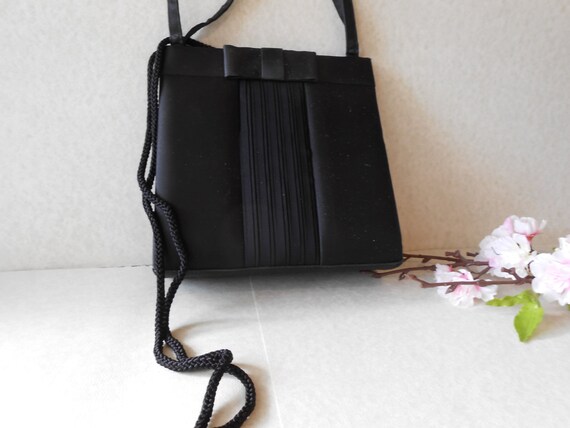 Vintage 1960's Black Evening Bag, Glamorous Black… - image 3