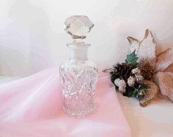 Vintage Glass Perfume Bottle, Faceted Stopper, Vanity Accessory