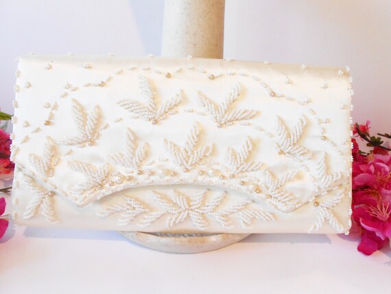 White Bridal Clutch Bag Vintage Beaded Clutch Bag White Evening Bag White Wedding Purse Wedding Purse EB 0444 Etsy