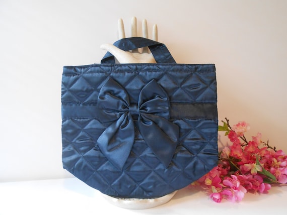 Blue Pouch Handbag, Blue Taffeta Bag, Special Occ… - image 1