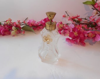 Cut Glass Perfume Scent Bottle With Gold Silk Covered Atomiser