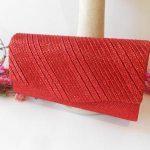 Red Beaded Evening Bag, Sparkly Clutch Bag, Holiday Handbag, Special Occasion, After-Five Bag EB-0611