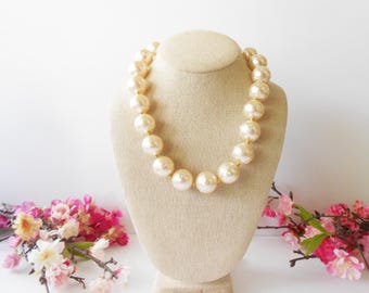 Pearl Bead Necklace, Large Pearl Beads 13.0 mm