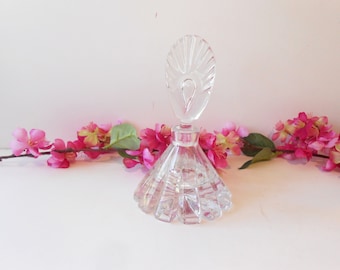 Vintage Glass Perfume Bottle, Vanity Accessory, Clear Scent Bottle