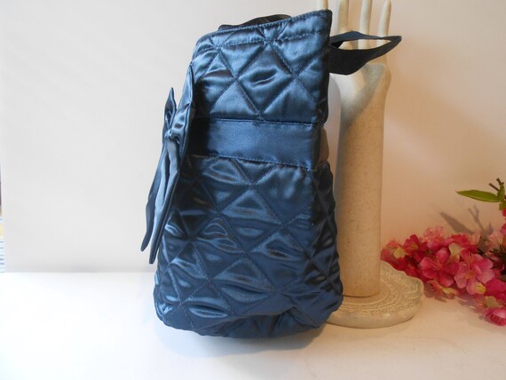 Blue Pouch Handbag, Blue Taffeta Bag, Special Occ… - image 7