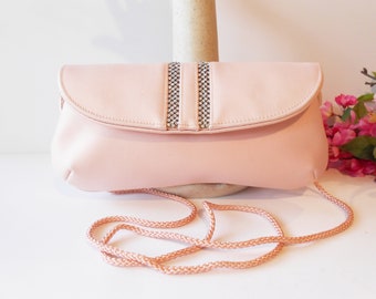 Pink Clutch Evening Bag, Rhinestone Accents, Pink Clutch Bag, After Five Purse, Mother Bride Purse EB-0002