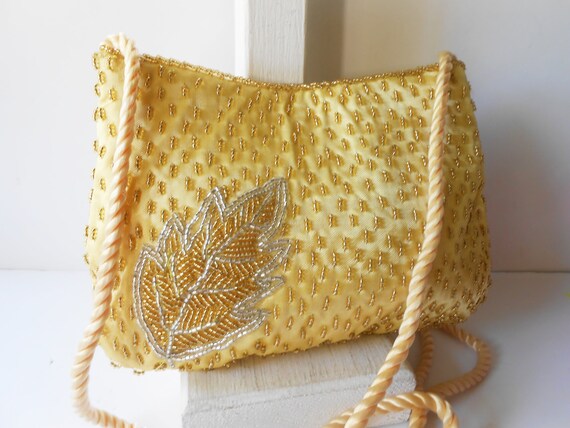 Vintage Gold Beaded Evening Bag, Stunning Gold Cl… - image 3