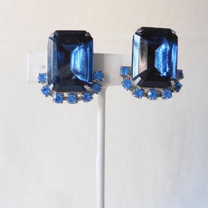 Blue Earrings, Blue Rhinestones, Something Blue Wedding,  Clip On Earrings,