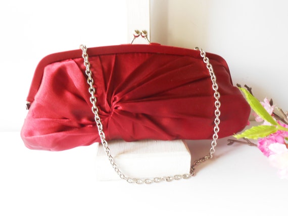 Red Clutch Bag, Red Evening Purse, Holiday Handba… - image 4