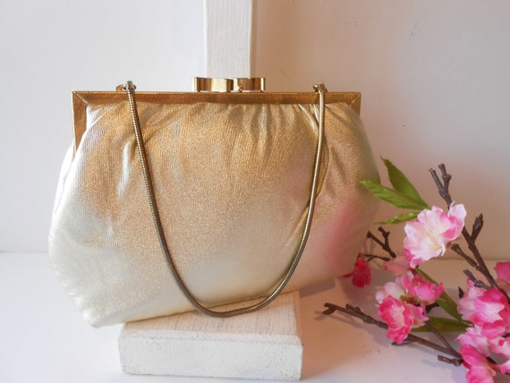 1980's Walborg Gold Evening Bag, Vintage Gold Pur… - image 2