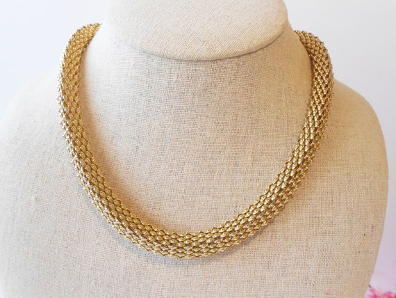 Vintage Goldtone Collar Necklace with Raised Link… - image 2