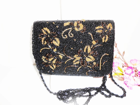 Black Gold Beaded Evening Bag Vintage Beaded Clutch Bag Black Copper Gold Handbag Special Occasion Bag EB 0549 Etsy Ireland