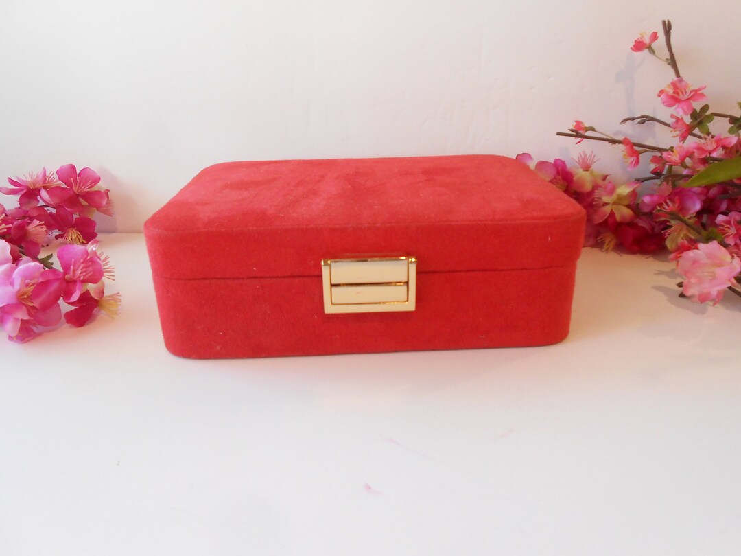 Vintage Travel Jewelry Case Red Jewelry Case Travel Gift for Etsy