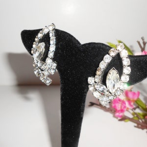 Vintage Rhinestone Earrings, Glamorous Statement Earrings, Clip-On, Jewelry Gift for Her image 5