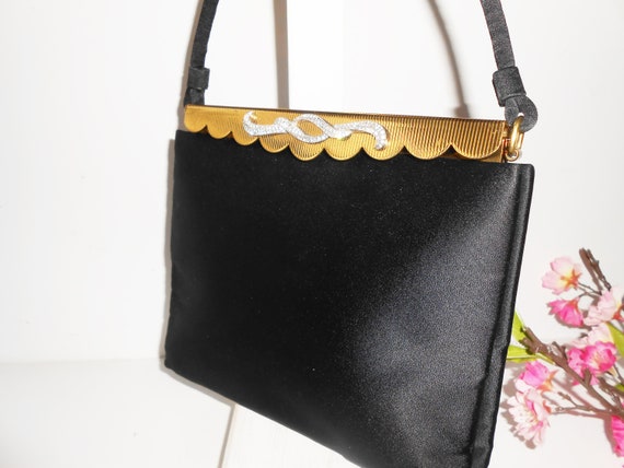 Vintage 1950's Black Evening Bag, Crouch & Fitzgerald NY, Glamour Accessory, Classic Purse  EB-0369