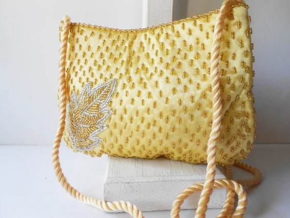 Vintage Gold Beaded Evening Bag, Stunning Gold Cl… - image 5