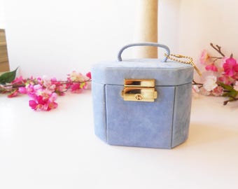 Estuche para joyas de gamuza azul, estuche de viaje Wolf