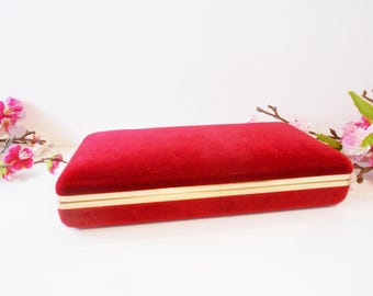 Ladies Jewelry Case, Vintage Red Velvet