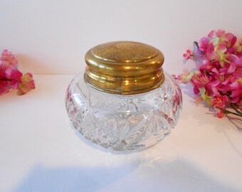 Vintage- Glass Powder Jar, Luxury Vanity Accessory, Brides Gift, Romantic Gift for Her, Gift for Wife