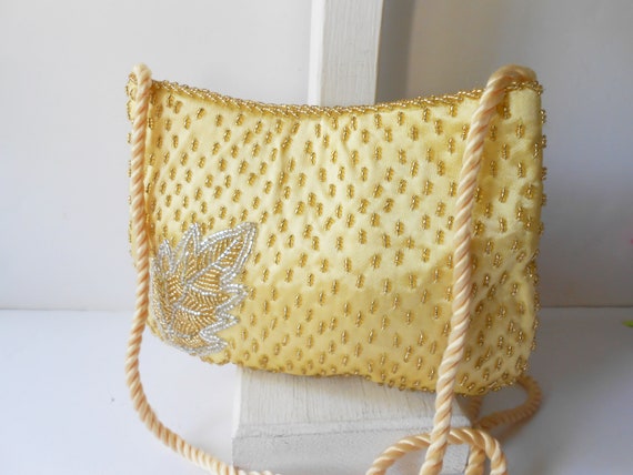 Vintage Gold Beaded Evening Bag, Stunning Gold Cl… - image 4