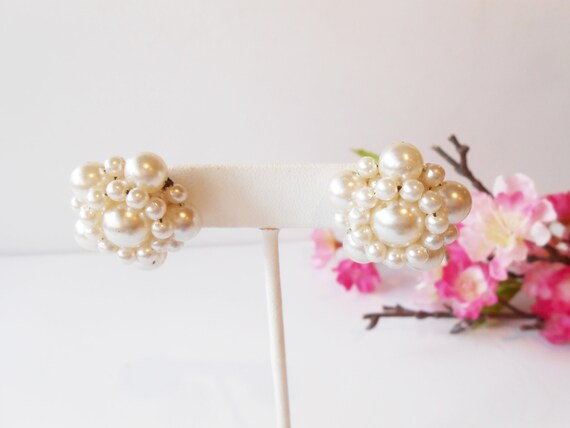 Pearl Bead Earrings, White Pearl Wedding Jewelry,… - image 1