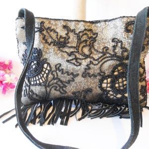 Vintage Black Evening Bag, Beaded Evening Purse, Special Occasion, Party Bag, Cocktail Purse, EB-0700