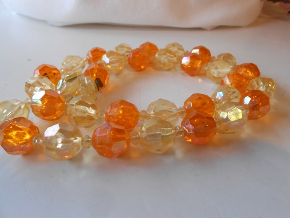 Vintage Austrian Crystal Necklace, Orange Yellow … - image 5