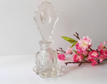 Vintage Clear Glass Perfume Bottle, Vanity Accessory