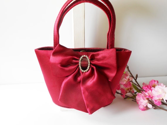 Vintage Red Evening Bag with Rhinestone Trim, Cri… - image 5