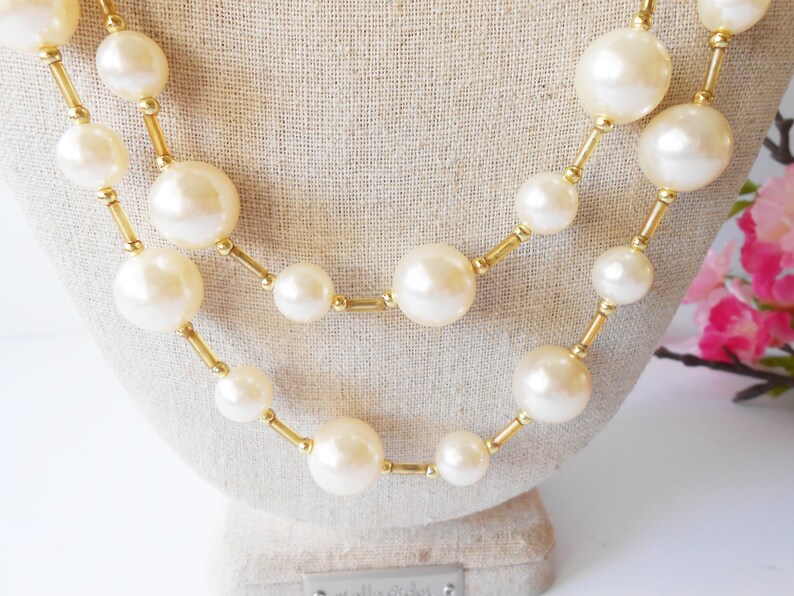 Damen Statement Kette Gold - Lange Boho Perlenkette 50cm