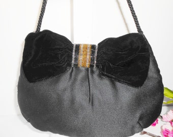 Glamorous Black Evening Bag with Beaded Trim, Sparkly Black Clutch Bag, Special Occasion Bag EB-0768