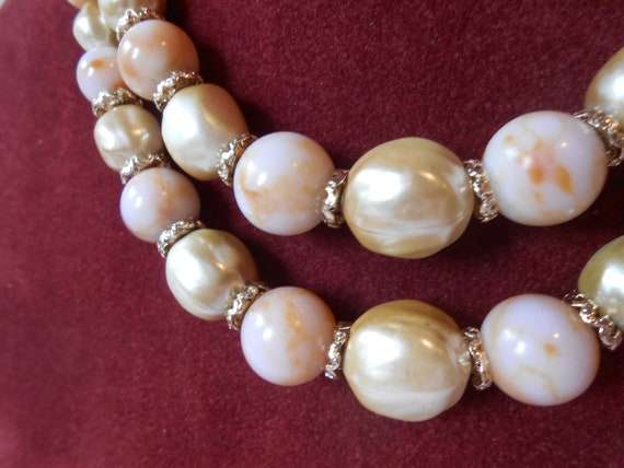 Pearl Bead Necklace, Pastel Marble Bead Accents, … - image 7