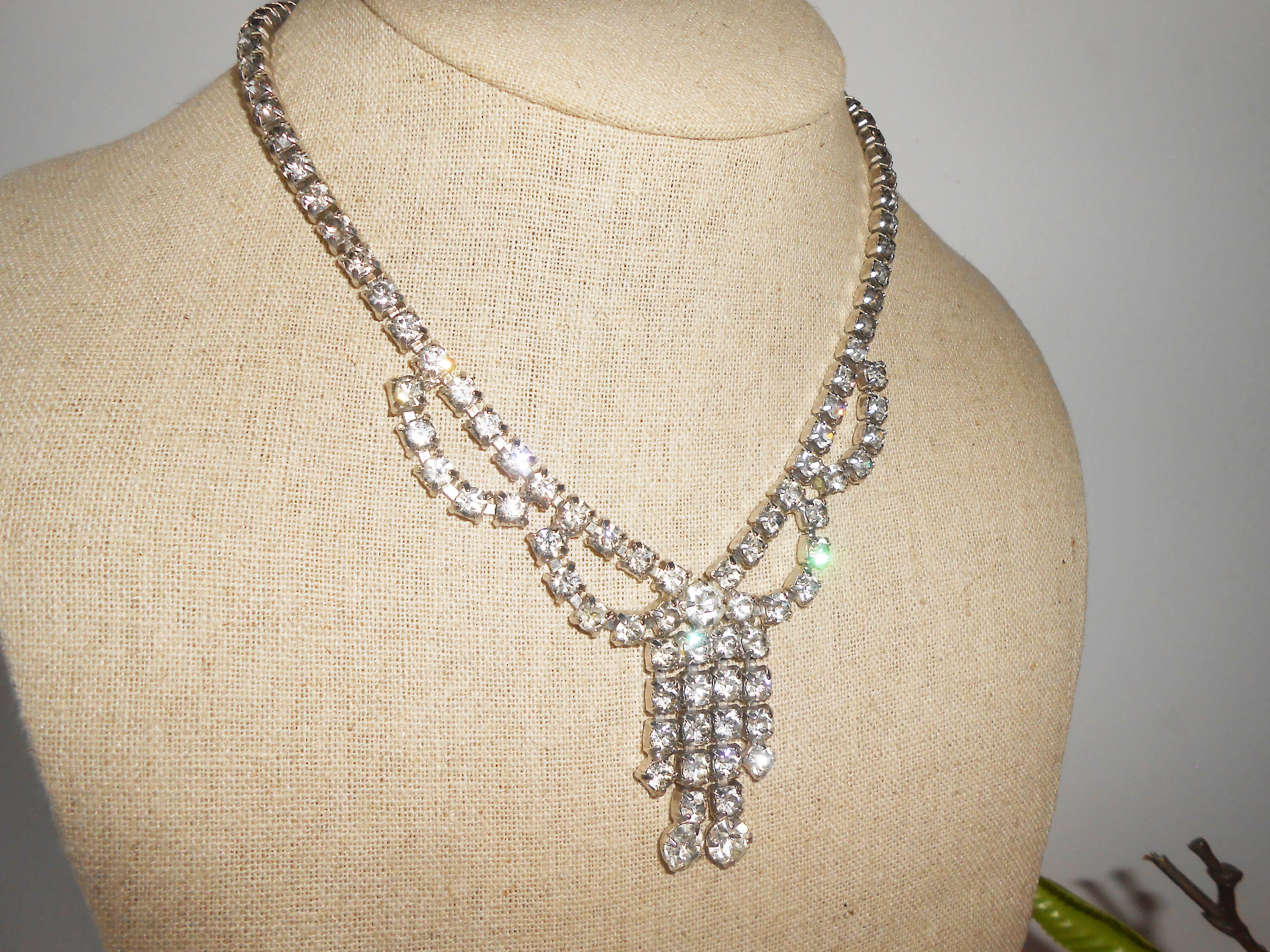 Buy Dazzling 1960's Rhinestone Necklace, Rhinestone Necklace With Waterfall  Design, Formal Necklace, Cocktail Necklace Online in India - Etsy