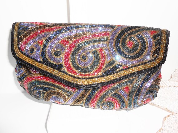 Multi-Color Beaded Evening Bag, Glam Multi-Color … - image 7