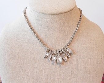 1960s Rhinestone Necklace, Cocktail Jewelry