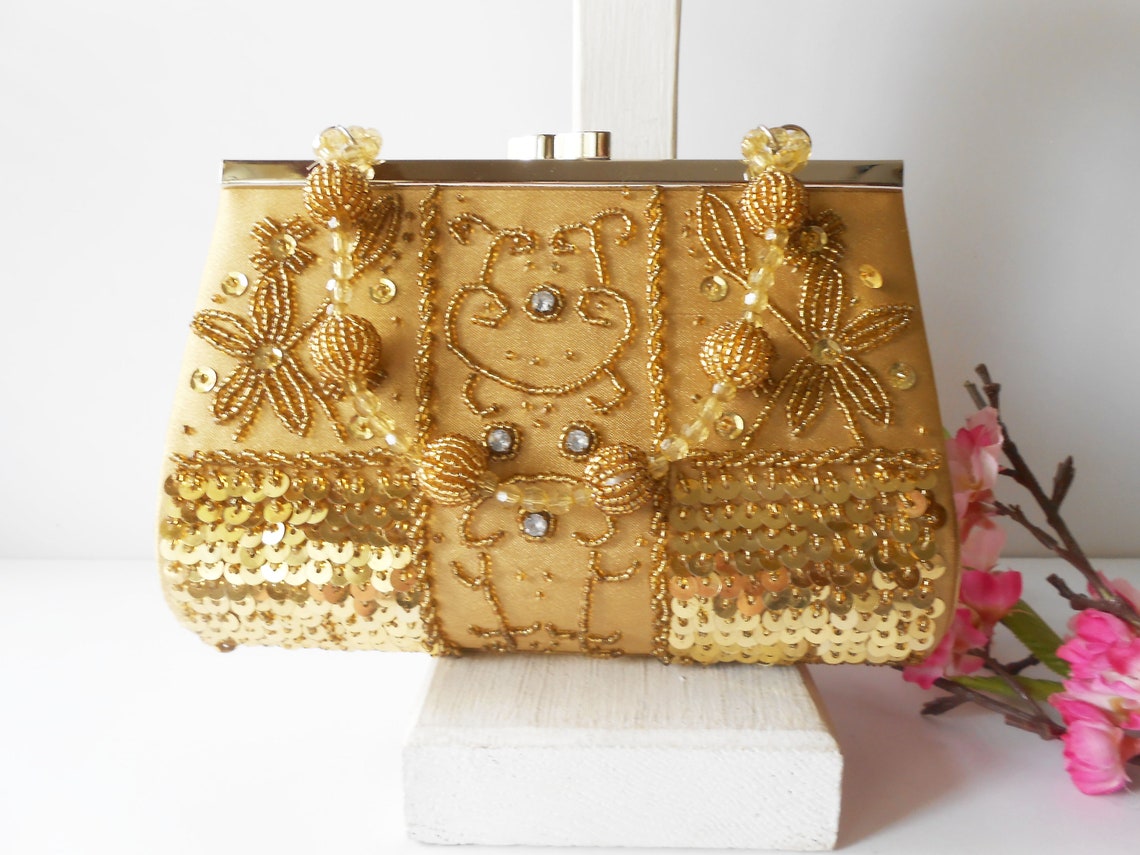 Beaded gold bag