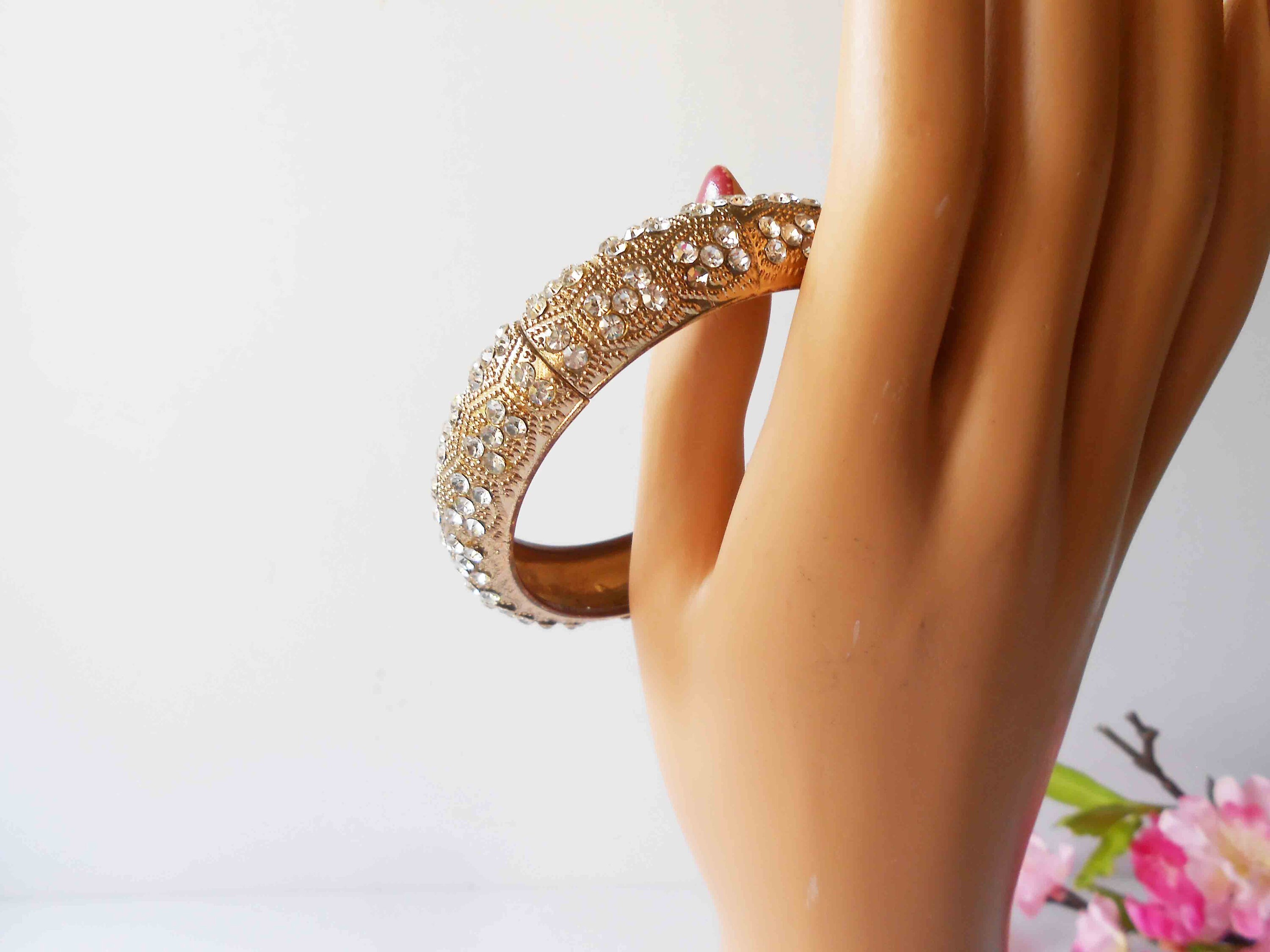 Glamorous Rhinestone Cuff Bracelet, Vintage Hinged Rhinestone Cuff, Special Occasion Jewelry, Jewelry Gift for Her, Gift for Wife