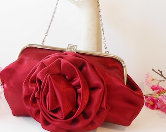 Rose Taffeta Evening Bag, Clutch Handbag, EB-0331