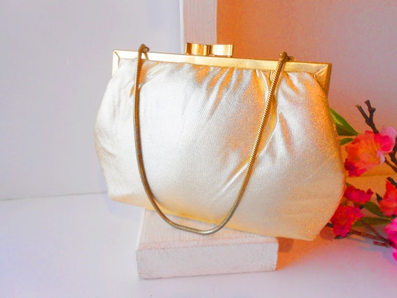 1980's Walborg Gold Evening Bag, Vintage Gold Pur… - image 6