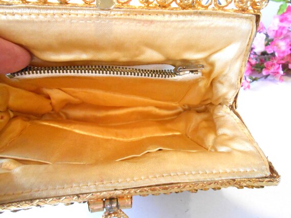 Gold Beaded Evening Bag, Gold Bead Clutch Bag, Af… - image 8