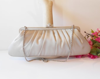 Vintage Grey Evening Clutch Bag, Rhinestone Clasp EB-0234