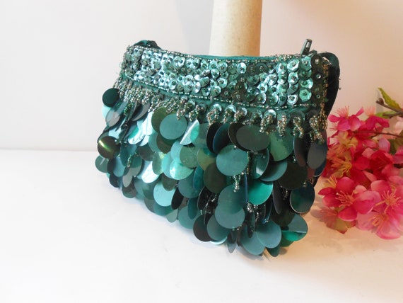 Emerald Green Evening Bag, Glitzy Green Clutch Ba… - image 3