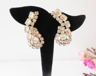 Dazzling Rhinestone Earrings, Glamorous Wedding Jewelry, Sparkly Rhinestone Earrings, Jewelry Gift for Her