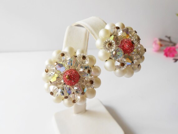 1950's Bead Earrings, Clip-On Earrings, Pearls an… - image 9