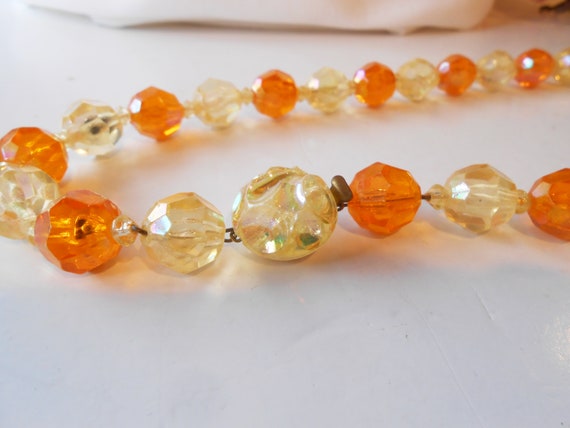 Vintage Austrian Crystal Necklace, Orange Yellow … - image 6