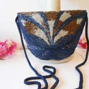 Bolso de noche con cuentas azules, bolso con cuentas múltiples, embrague con cuentas, bolso de cóctel, regalo glamoroso para ella EB-0636