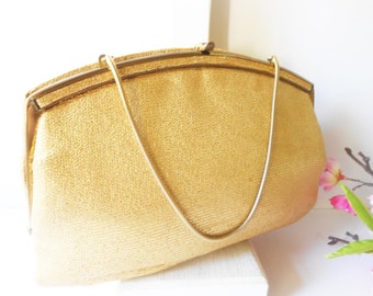 Vintage 60's Gold Evening Bag, Vintage La France Handbag, Clutch Bag EB-0227