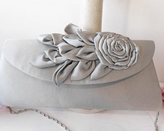 Vintage Grey Evening Bag, Grey Clutch, EB-0335