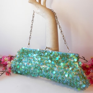 Bolso de mano con cuentas verdes, bolso de noche verde brillante, bolso de fiesta, bolso de cóctel After Five, bolso de fiesta EB-0279